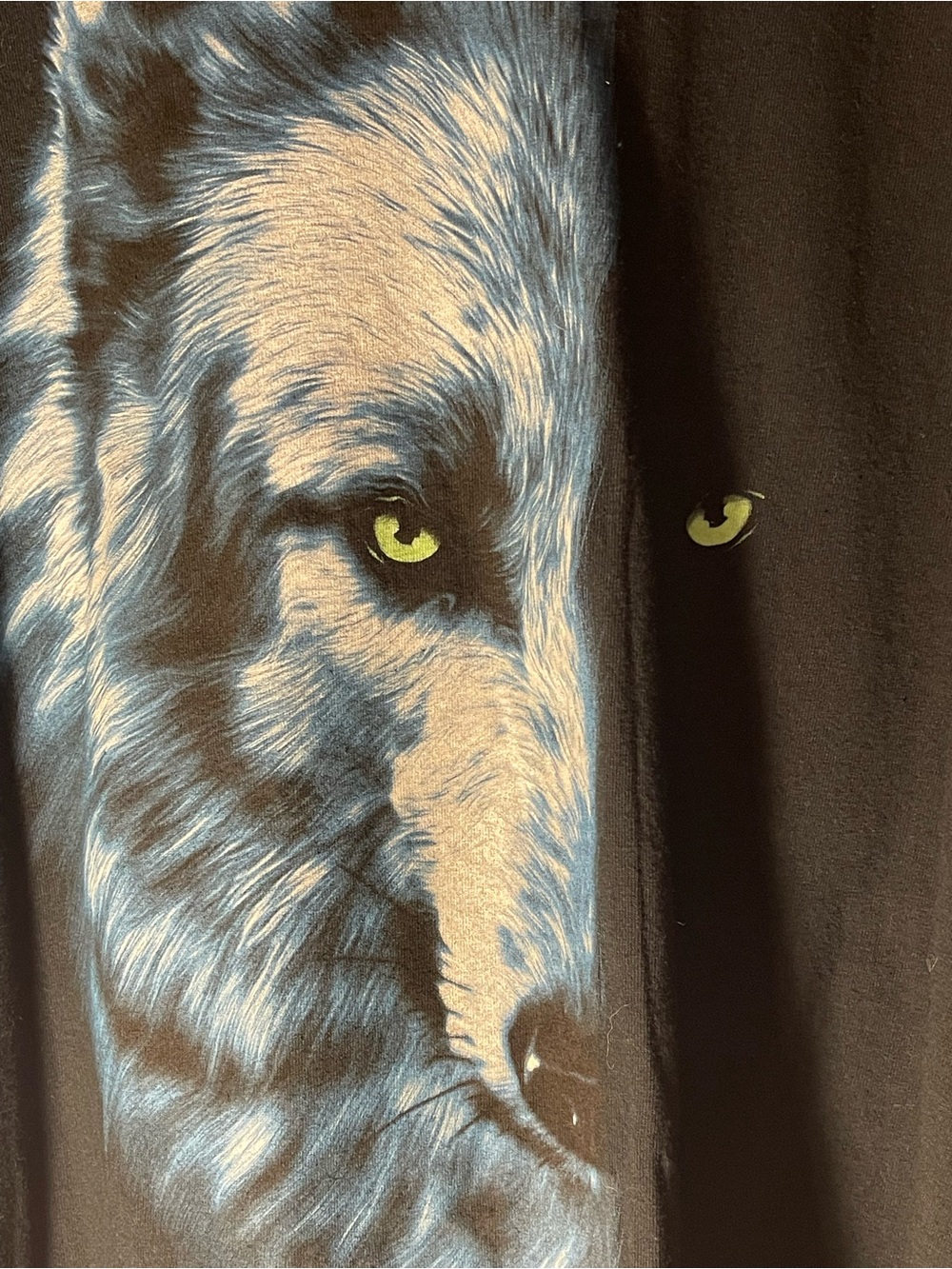 Unbranded Black & Blue Wolf Graphic Dog Tee
